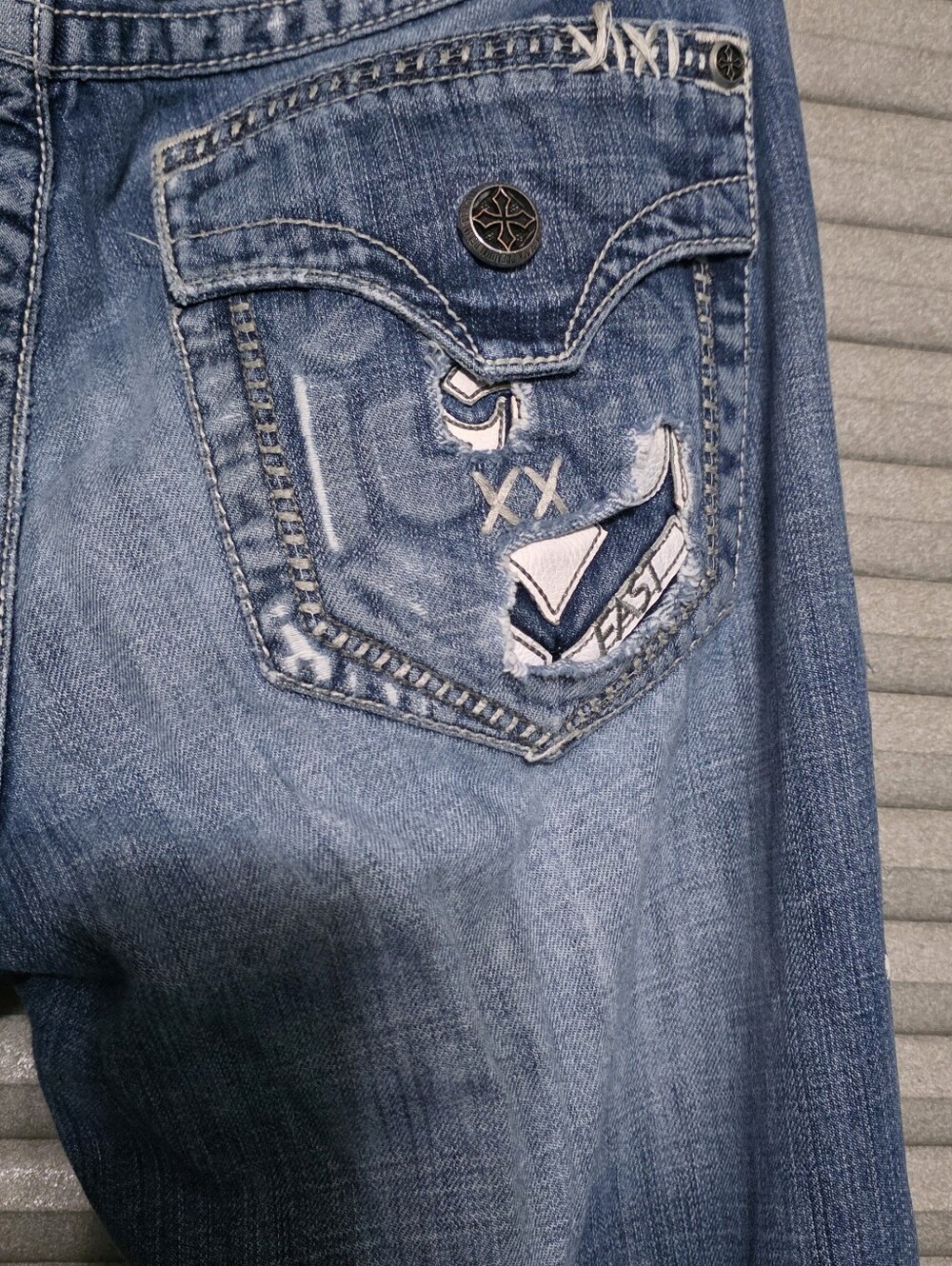 Affliction DistressedMens Blue Jeans - - Picture 4 of 8
